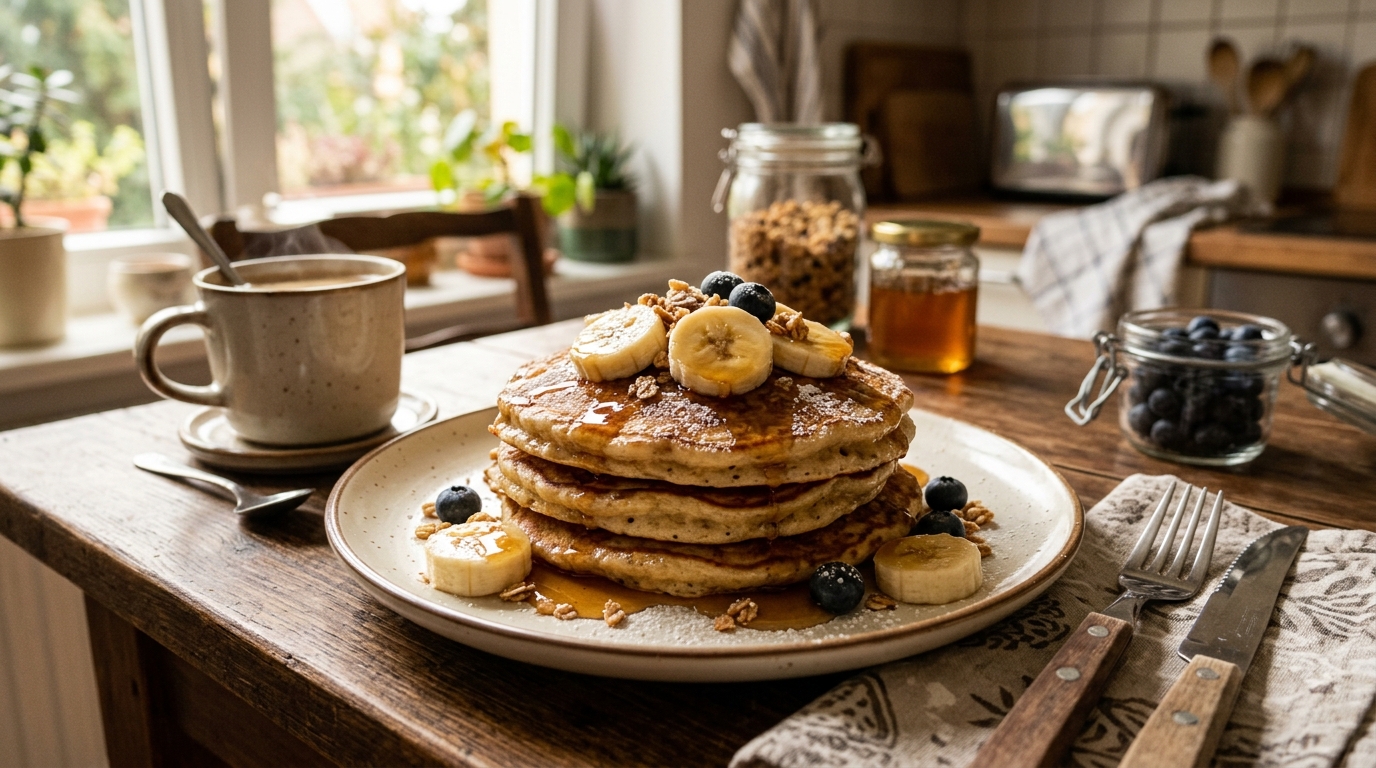 Bananpannkakor med banan och topping