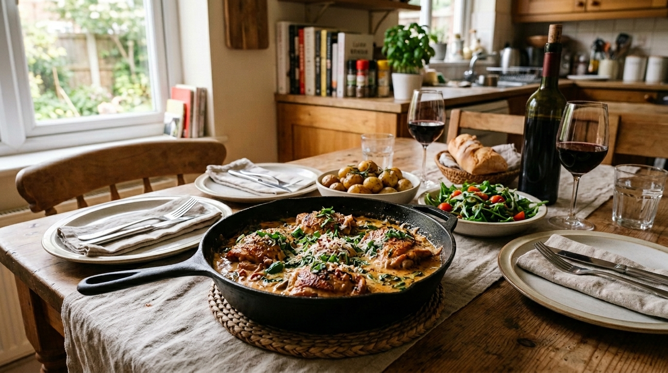 Krämig marry me chicken i stekpanna