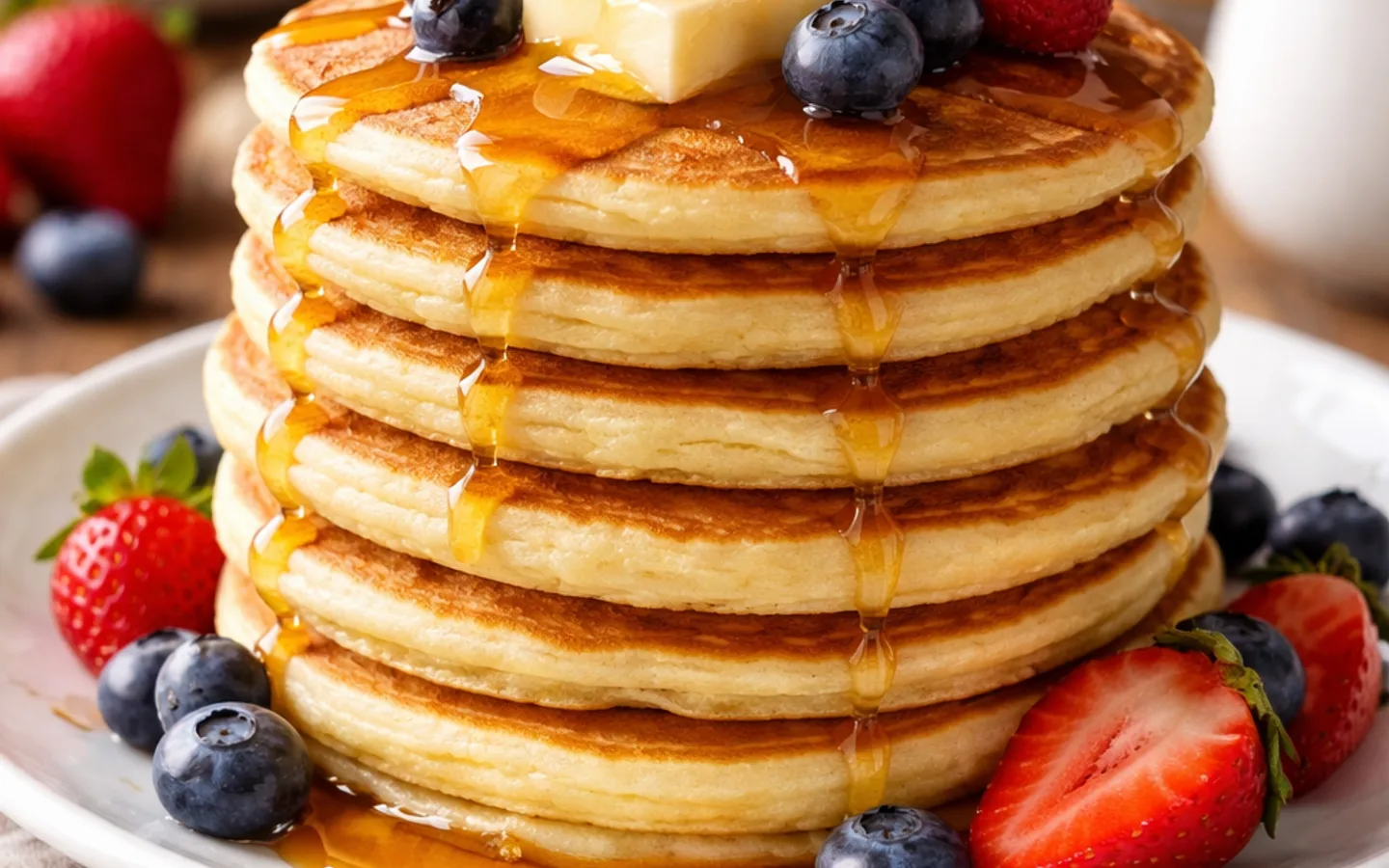 Tunna svenska pannkakor vikta på tallrik