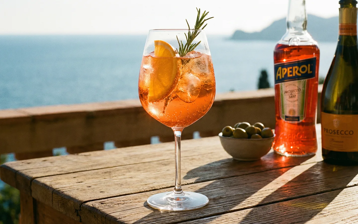Svalkande alkoholfri Aperol spritz med apelsin