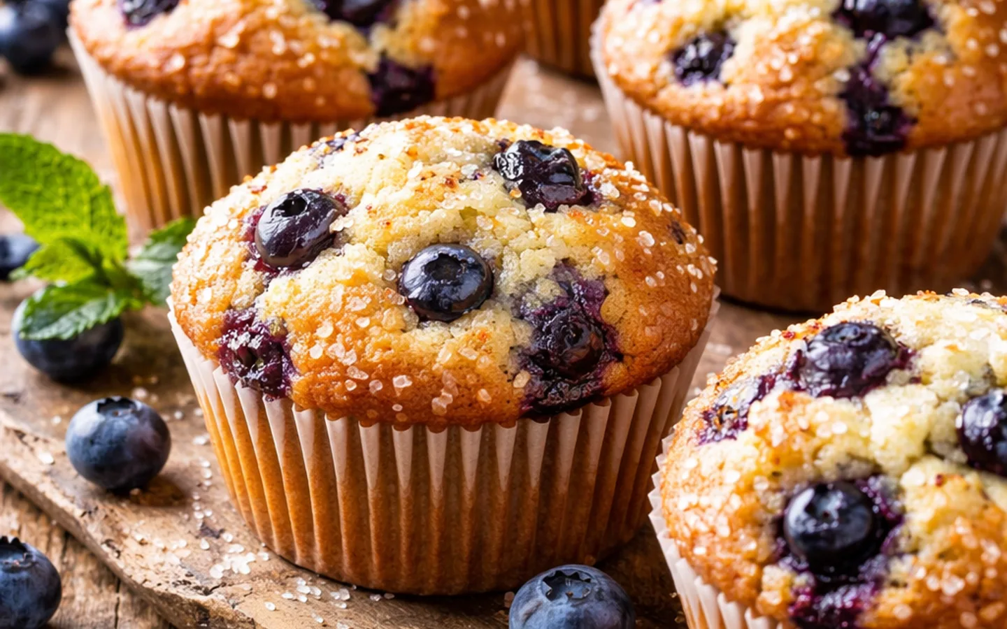 Blåbärsmuffins med sprucken topp