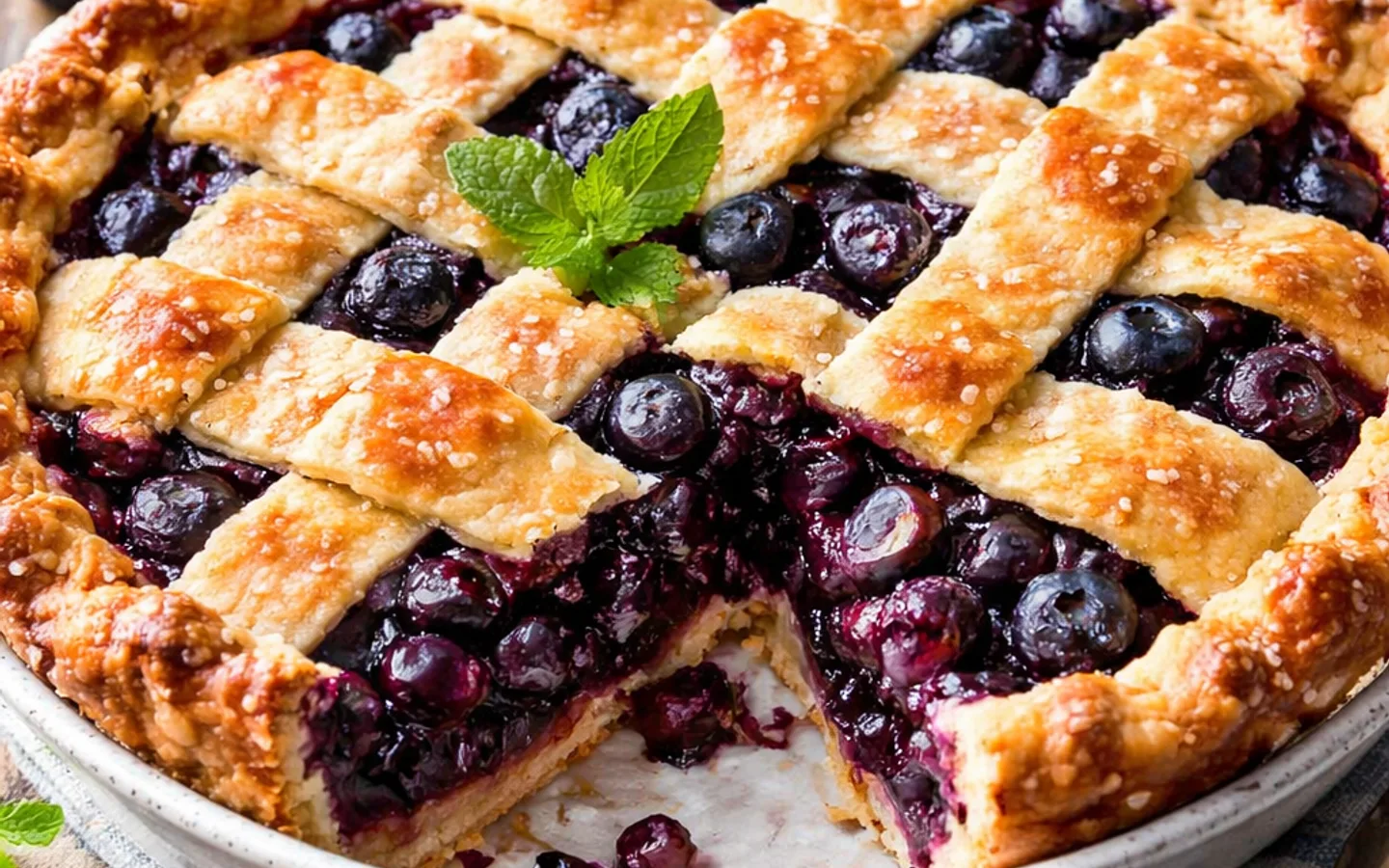 Blåbärspaj med krispig galler-topp