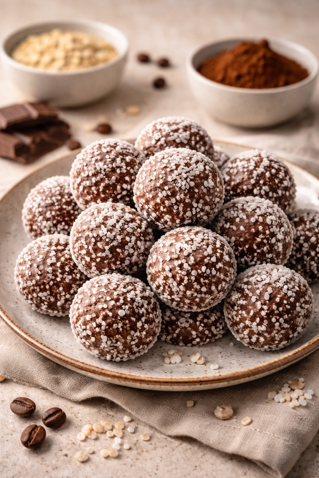 Chokladbollar täckta med pärlsocker