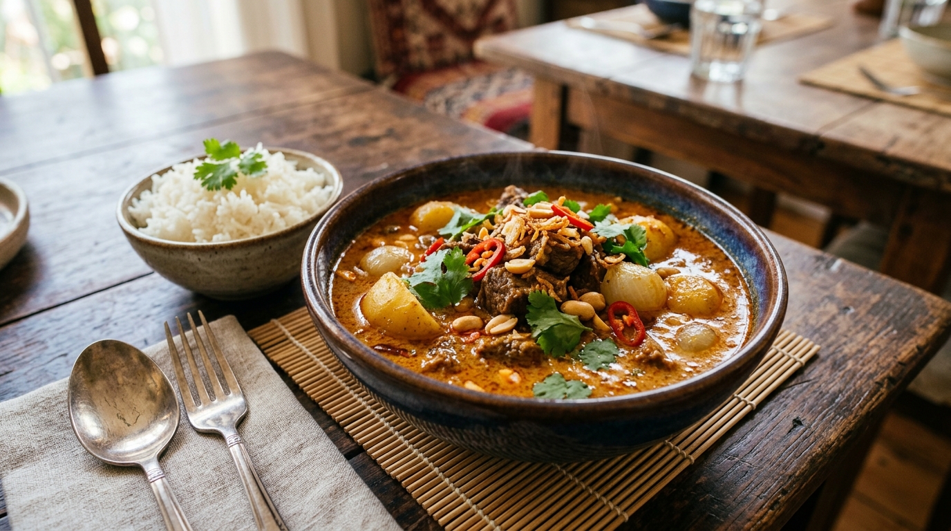 Massaman curry med potatis och jordnötter