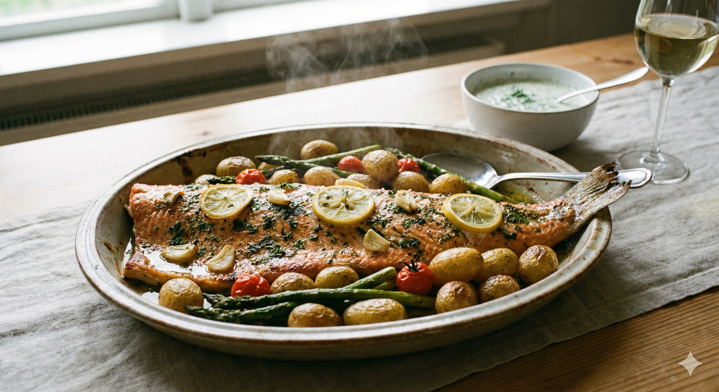 Ugnsbakad lax med citron och dill