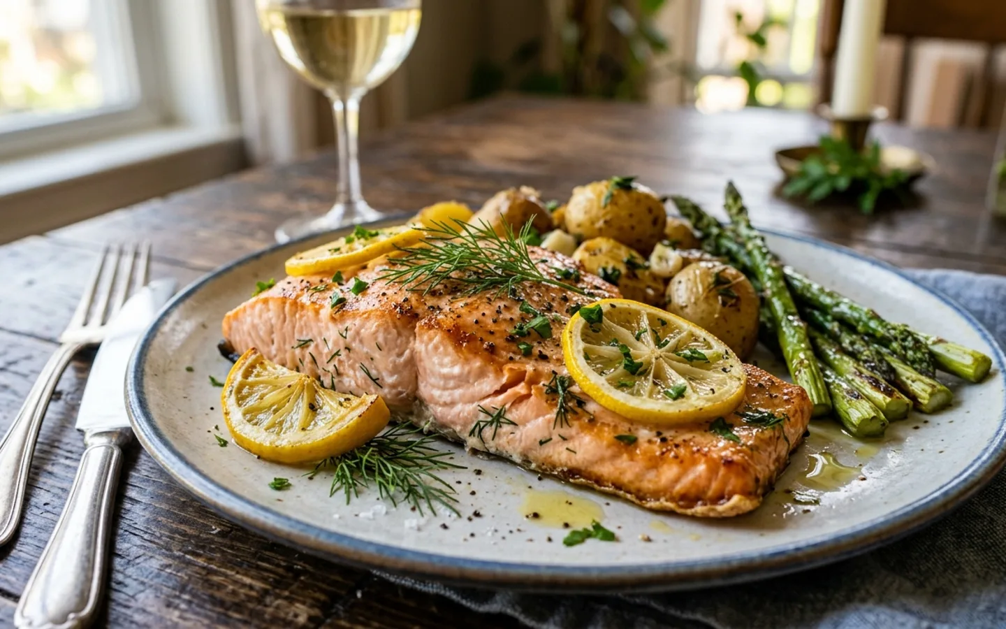 Hel ugnsbakad laxsida med citron och örter